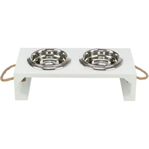 BE NORDIC bar s miskami, 2 × 0,4 l/o 14 cm/38 × 18 × 10 cm, MDF/nerez, bílá